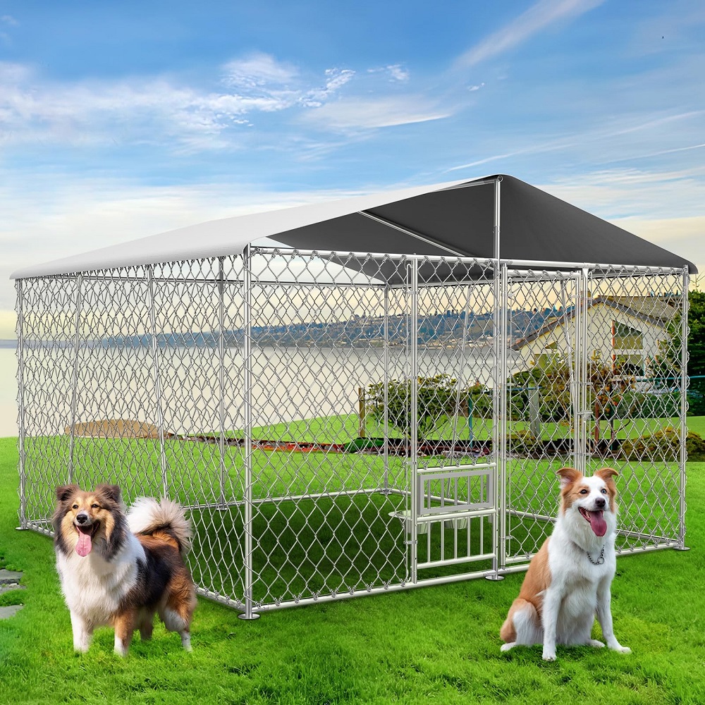 outdoor dog kennel with roof