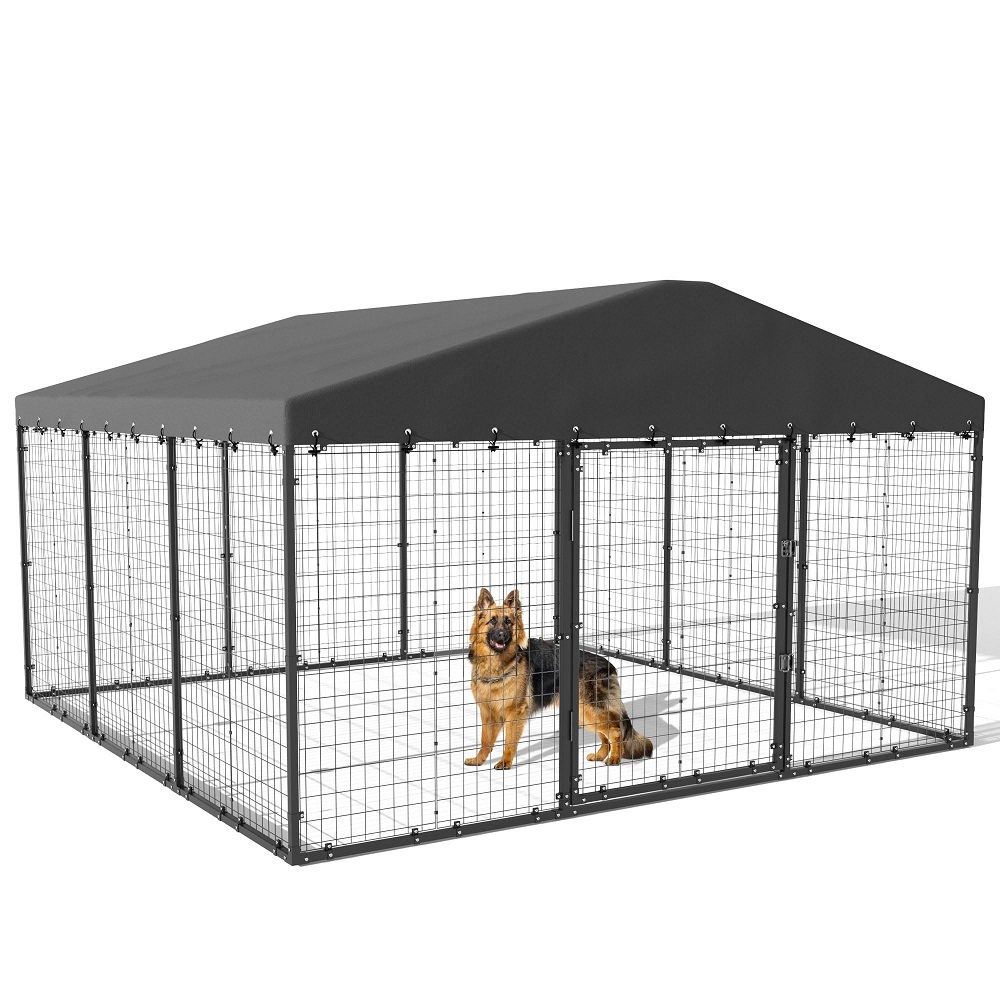 outdoor dog kennel with roof