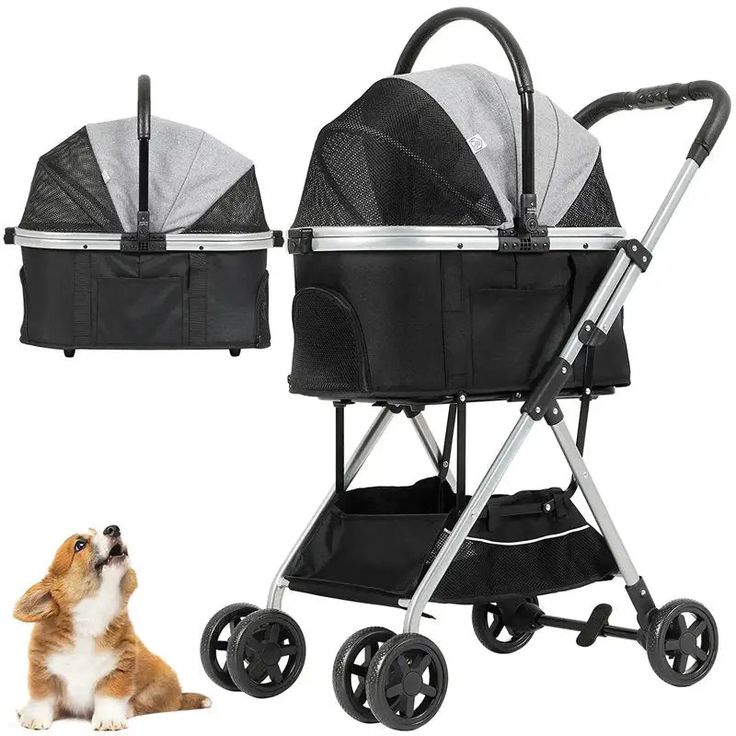 pet stroller with detachable carrier